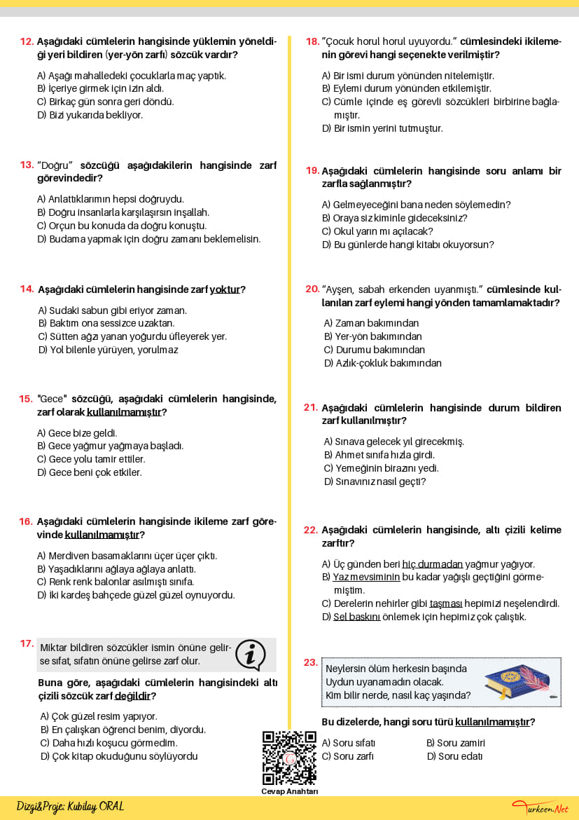 7. Sınıf Zarflar Testi-2 (Turkcen Serisi)_2 7. Sınıf Zarflar Testi-2 (Turkcen Serisi)_2