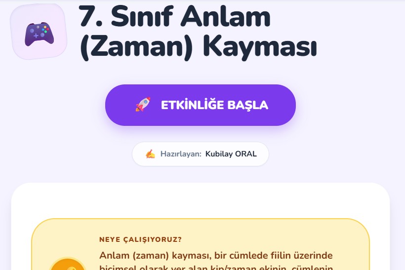 7. Sınıf Anlam (Zaman) Kayması Pekiştirme Etkinliği -anlam kaymasi