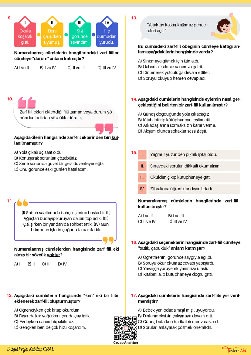 7. Sınıf Zarf-Fiiller (Fiilimsiler) Testi (Turkcen Serisi)_2 7. Sınıf Zarf-Fiiller (Fiilimsiler) Testi (Turkcen Serisi)_2