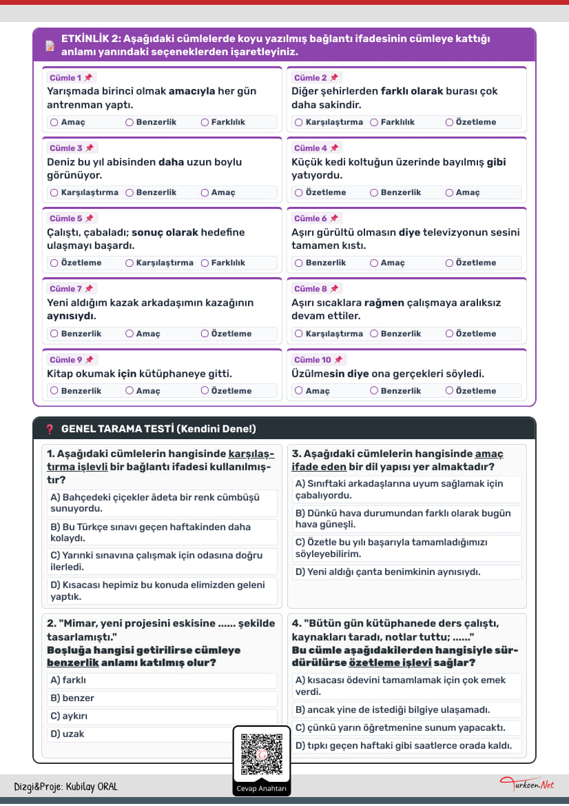 5. Sınıf Bağlantı İfadeleri Çalışma Kâğıdı_2 5. Sınıf Bağlantı İfadeleri Çalışma Kâğıdı_2