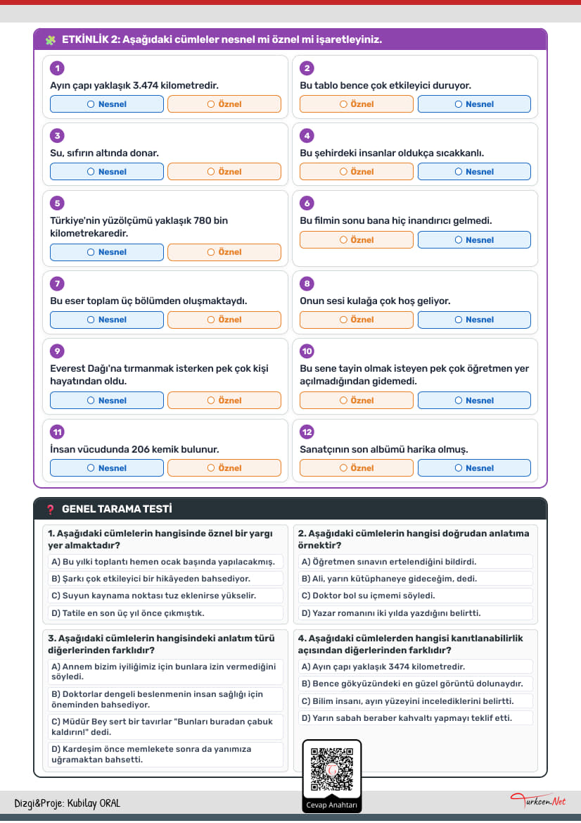 8. Sınıf Anlatımına Göre Cümleler Çalışma Kâğıdı_2 8. Sınıf Anlatımına Göre Cümleler Çalışma Kâğıdı_2