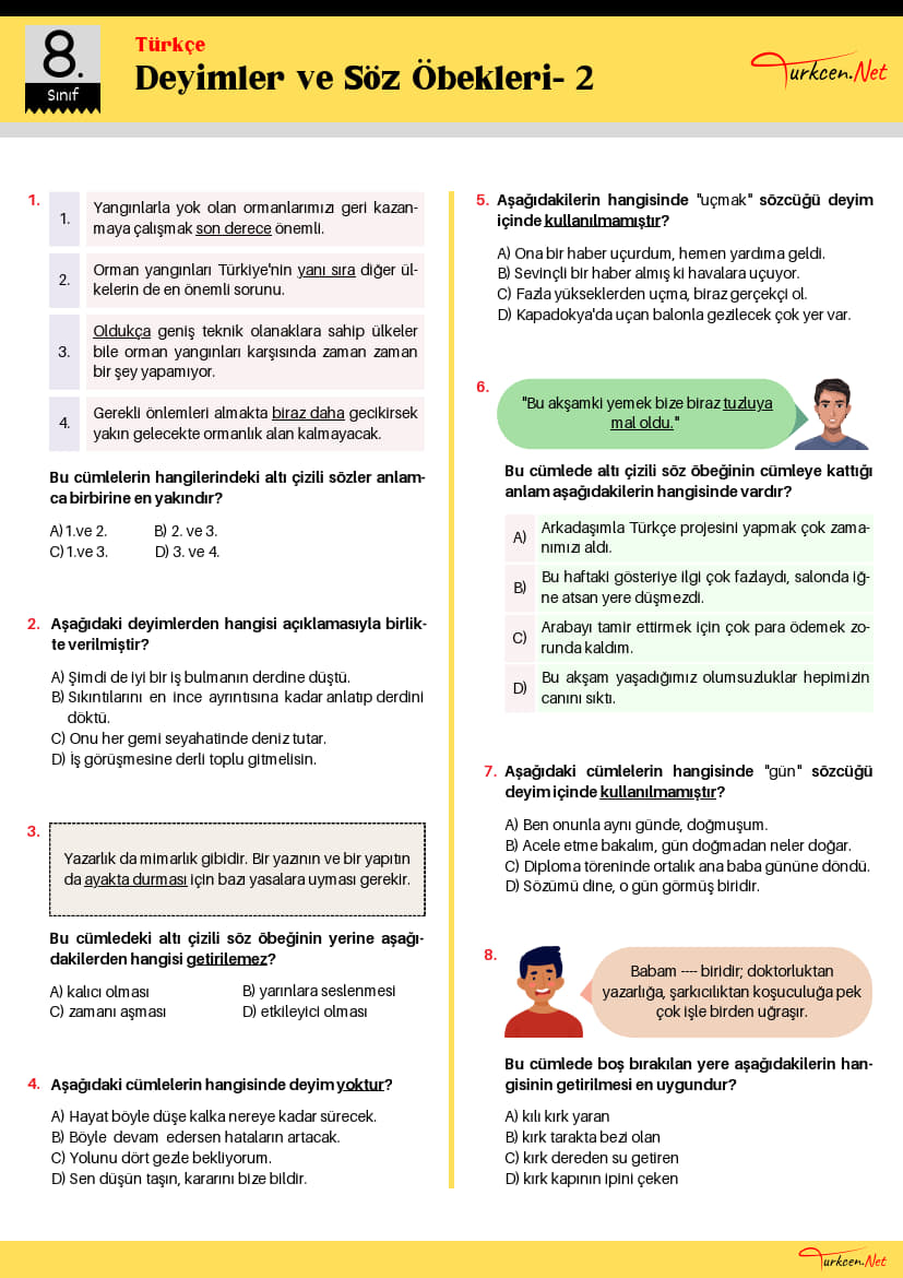8. Sınıf Deyimler ve Söz Öbekleri Testi-2 (Turkcen Serisi)_1 8. Sınıf Deyimler ve Söz Öbekleri Testi-2 (Turkcen Serisi)_1