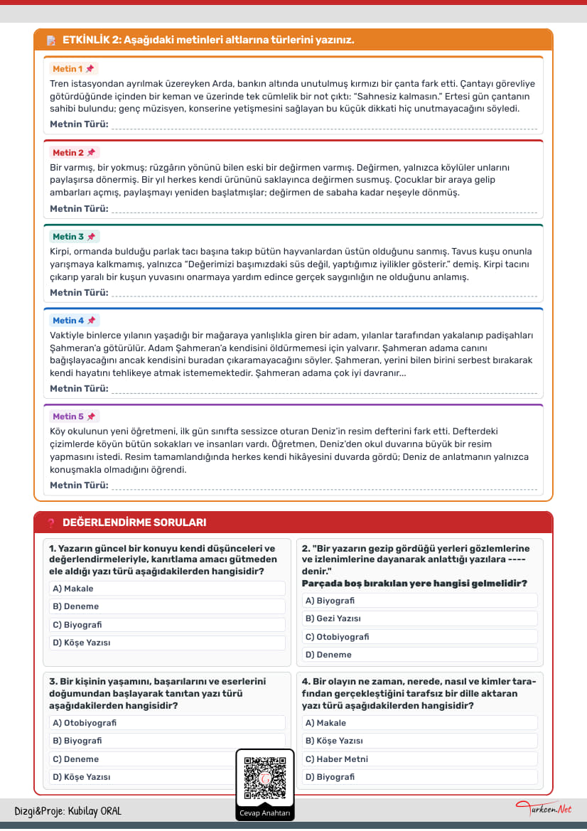 8. Sınıf Karma Metin Türleri Çalışma Kâğıdı_2 8. Sınıf Karma Metin Türleri Çalışma Kâğıdı_2