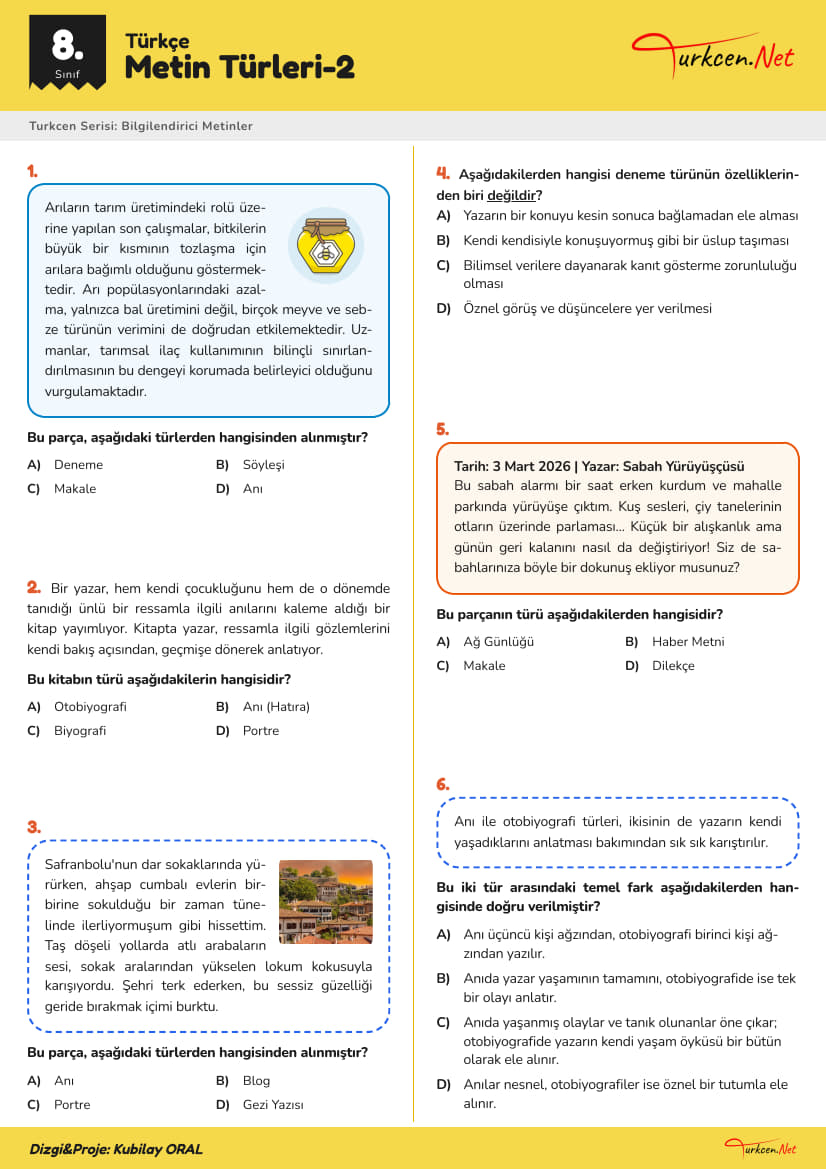 8. Sınıf Metin Türleri - 2_1 8. Sınıf Metin Türleri - 2_1
