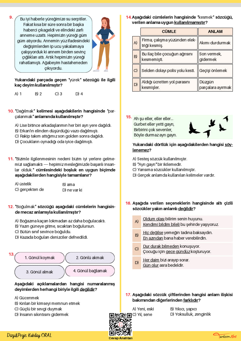 8. Sınıf Sözcükte Anlam Testi-3 (Turkcen Serisi)_2 8. Sınıf Sözcükte Anlam Testi-3 (Turkcen Serisi)_2