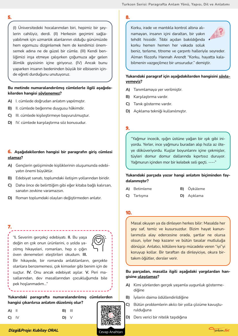 -8. Sinif Turkce Paragraf Bilgisi Testi 6 2