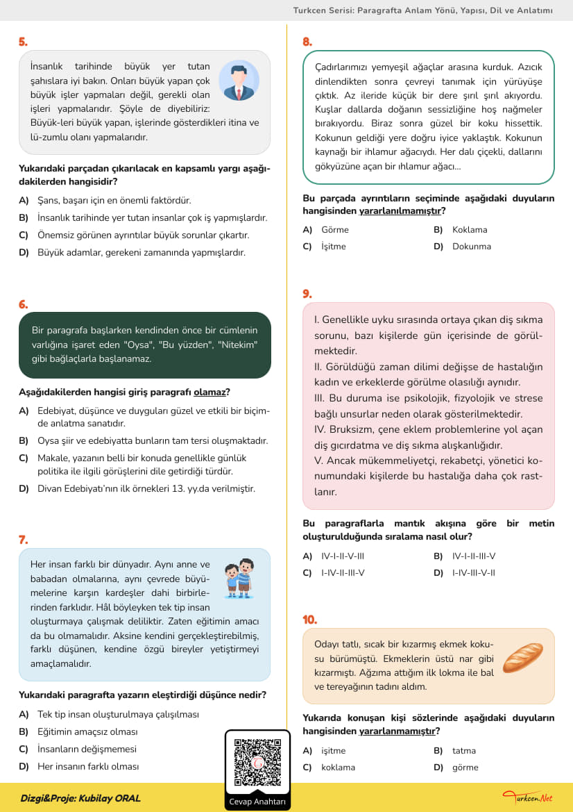 8. Sınıf Türkçe - Paragrafta Bilgisi Testi-2_2 8. Sınıf Türkçe - Paragrafta Bilgisi Testi-2_2