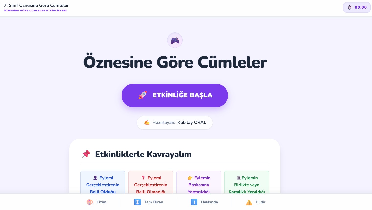 7. Sınıf Öznesine Göre Cümleler Pekiştirme Etkinliği -oznesi gore