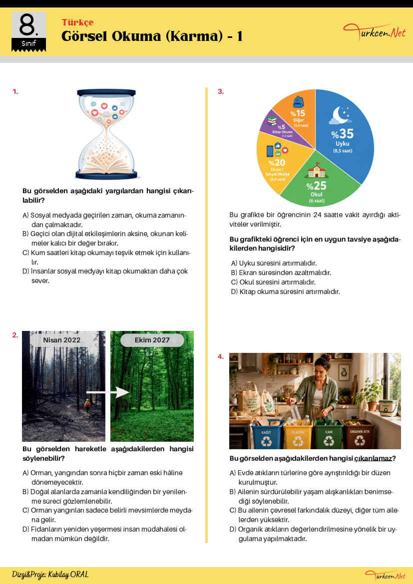 8. Sınıf Görsel Okuma Karma Testi-1 (Turkcen Serisi) -8. Sinif Gorsel Okuma Karma Testi 1 Turkcen Serisi 1