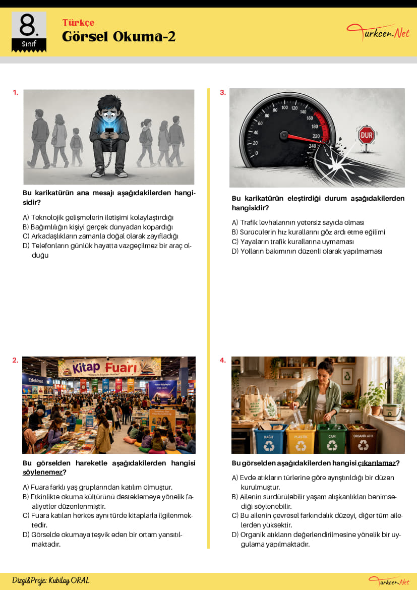 8. Sınıf Görsel Okuma Testi-2 (Turkcen Serisi) -8. Sinif Gorsel Okuma Testi 2 Turkcen Serisi 1